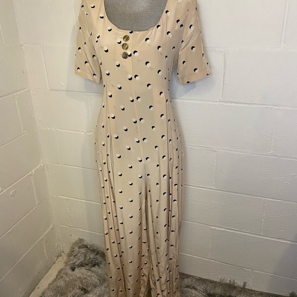 Vintage Jennifer L Silk Polka Dot Wide Leg Jumpsuit size 8 - Picture 1 of 12